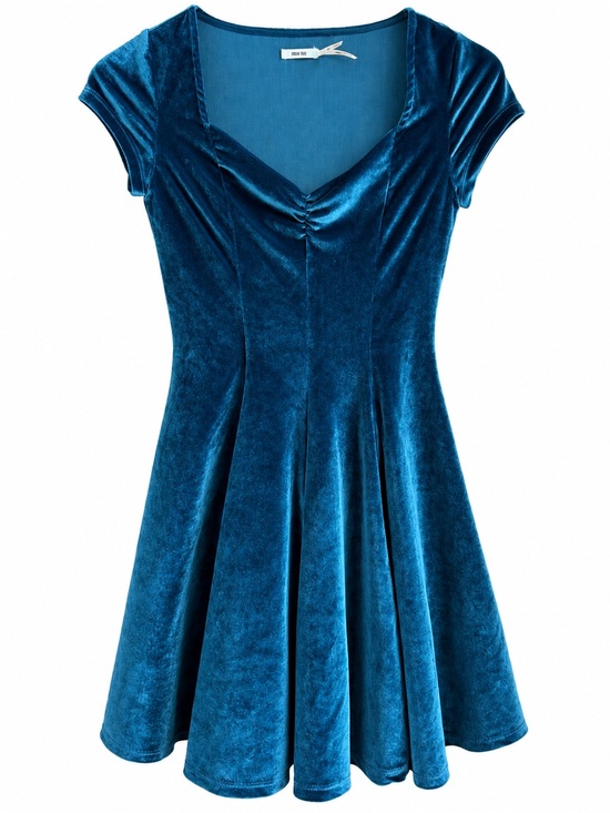 Kimchi Blue Dresses & Skirts - Kimchi Blue Teal Velvet Mini Dress XS Ruched Fit & Flare Y2K Style Cocktail